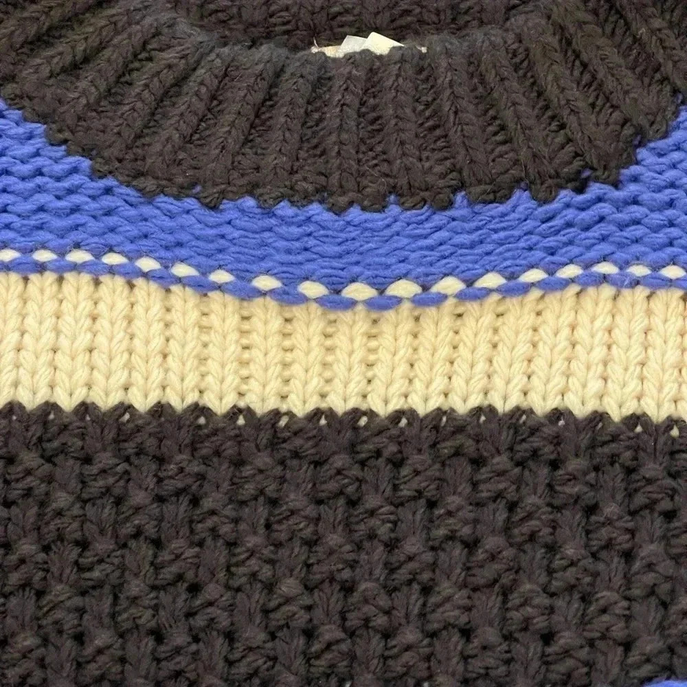 NWT Elan Cassidy Striped Sweater, Chunky, Relaxed, Black, Cream, Royal Blue, S - Picture 12 of 15